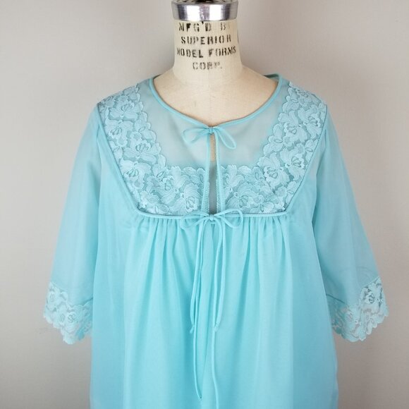 Vintage 1950's Beautiful Blue Peignoir Set Size Small Henson Kickernick - Picture 3 of 16